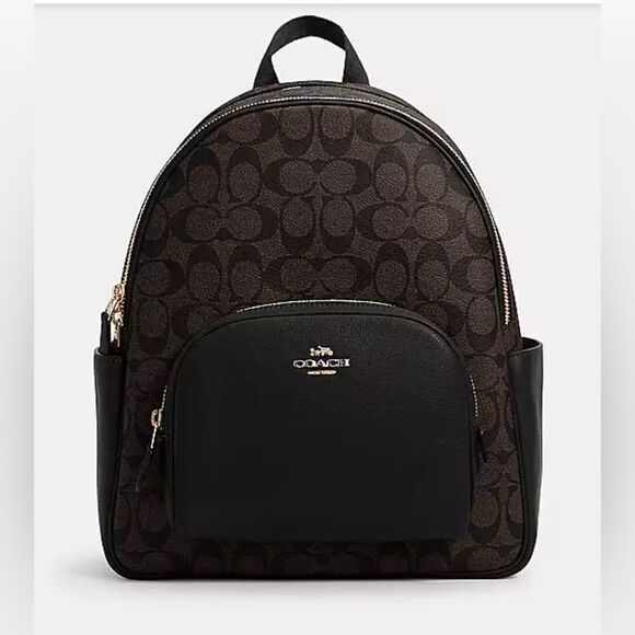 🔥🌺NWT! Coach Court Backpack in Signature Canvas Brown/Black Msrp:$550.00 - Picture 1 of 6